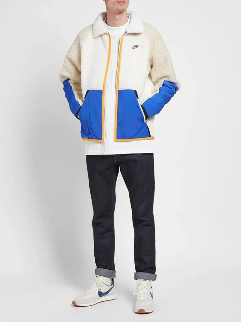 Nike Sportswear Men's Sail/Game Royal Sherpa Fleece Full-Zip Jacket Size M